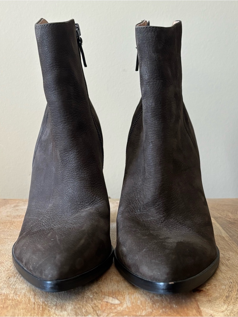 Halogen Suede Dark Brown & Black 4” Heel Ankle Boot